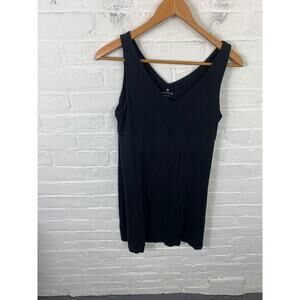 Athleta Women's Stretch V-Neck Tank Mini Dress Sleeveless Solid Black Size Small